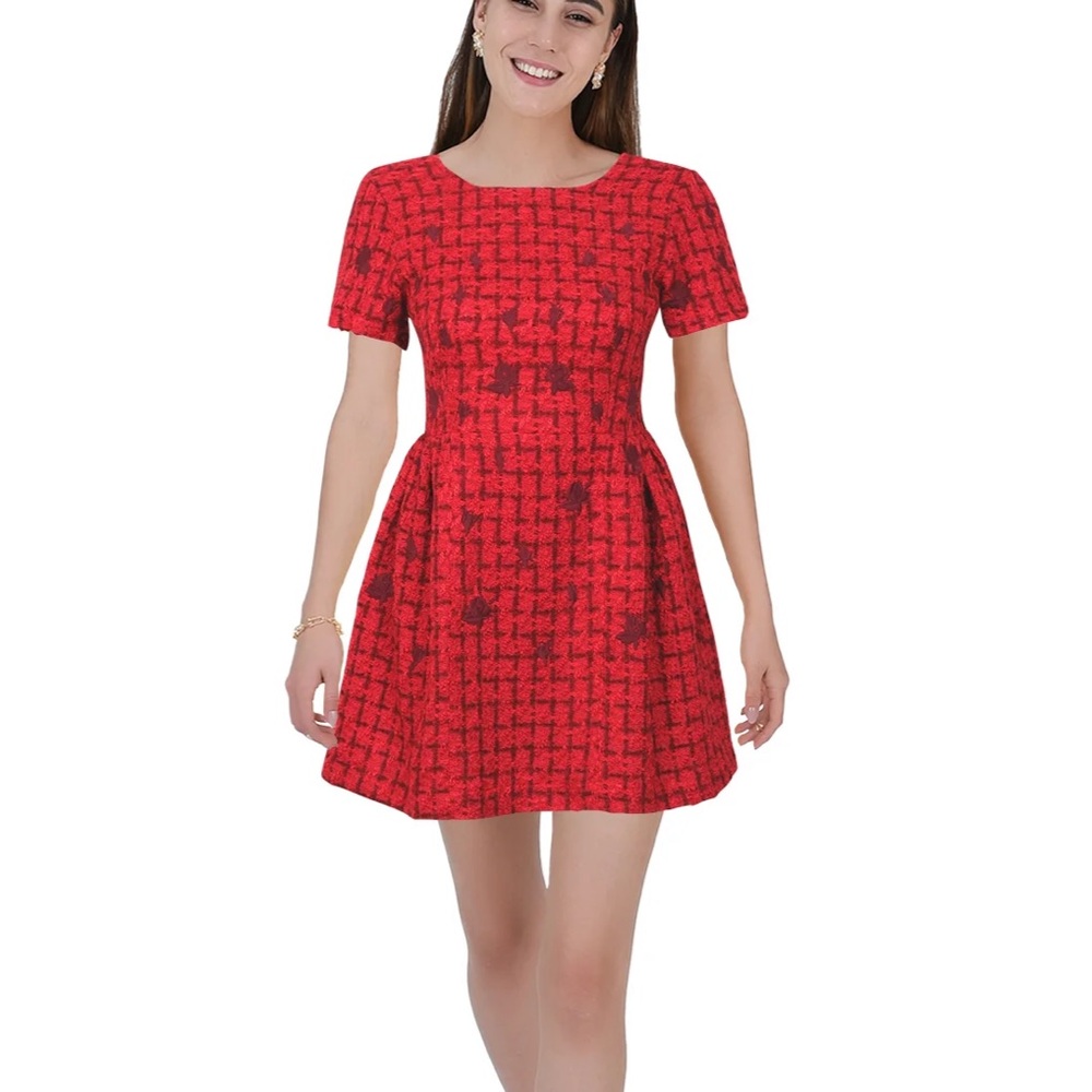 NWT! Fanm Mon Dress Samantha Mini Dress in Boucle Cherry size large